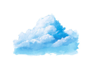 Single blue watercolor cloud isolated on black background, Isolated On White Background, Png Transparent