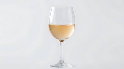 Elegant white wine glass with delicate reflections, showcased in a minimalist composition.