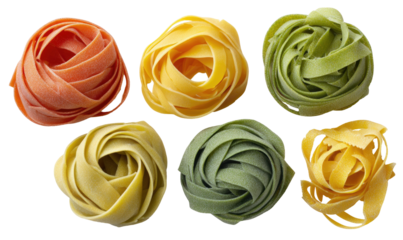 Colorful pasta nests