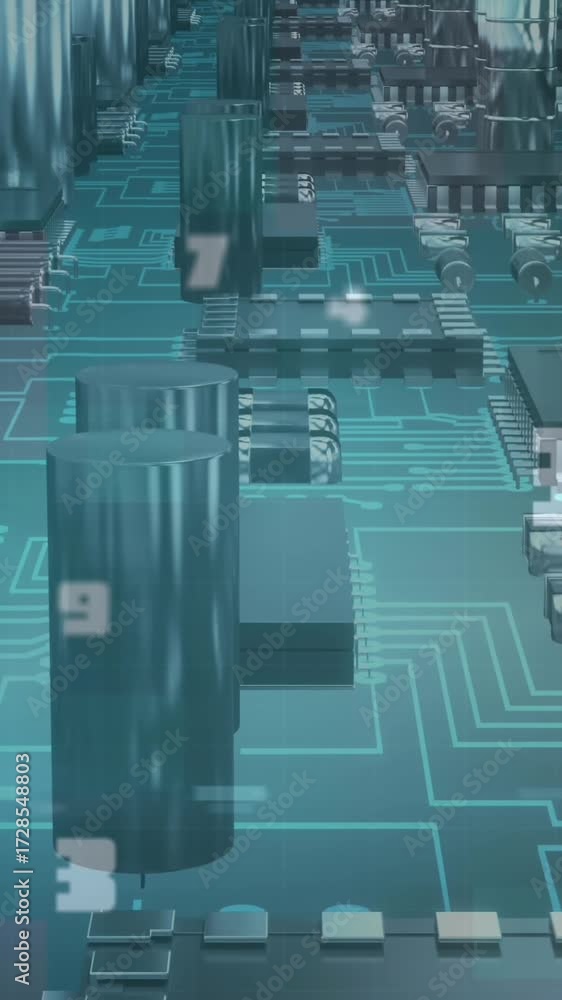 Aufkleber animation of numbers changing over computer processor