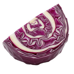 Obraz premium Red cabbage wedge cross section isolated on transparent background