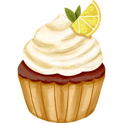 Watercolor Cupcake Dessert Illustration