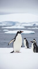 Obraz premium Antarctica Penguins on Ice.