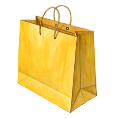 Paper shopping bag in yellow with sturdy handles and smooth paper finish