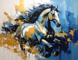 Dynamic horse in motion, vibrant colors