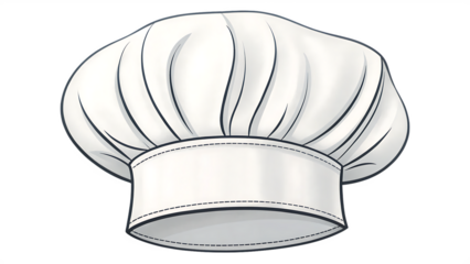 A classic white chefs hat isolated on transparent background, a symbol of culinary expertise and professional cooking attire