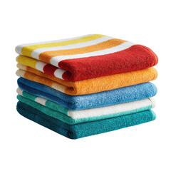 Stacked colorful striped beach towels