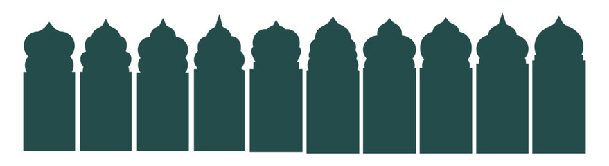 Traditional Islamic Arch Pattern Border Silhouette – Decorative Geometric Ornament Design Vector