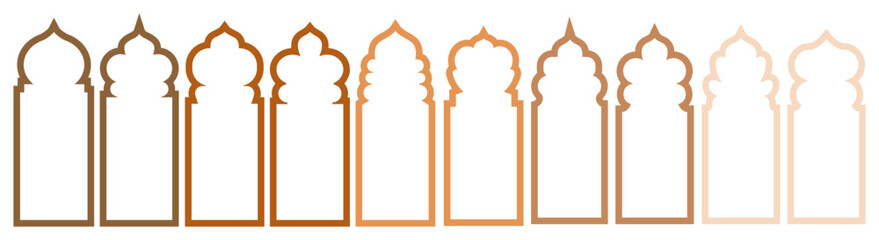 Decorative Islamic Arch Outline Border Pattern – Traditional Arabic Geometric Ornament Design Vector