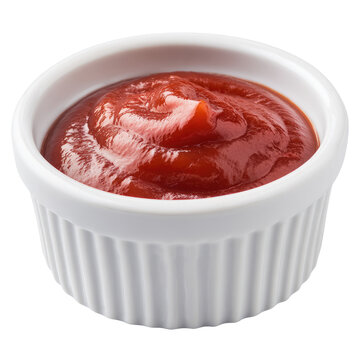 Red ketchup in a small white bowl (2)