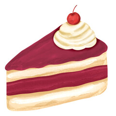Watercolor Slice of Cake Illustration