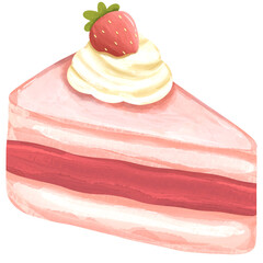 Watercolor Slice of Cake Illustration