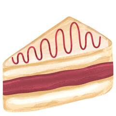 Watercolor Slice of Cake Illustration