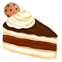 Watercolor Slice of Cake Illustration