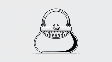 Fototapeta premium A minimalist line art illustration of a handbag in black and white