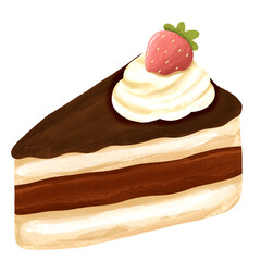 Watercolor Slice of Cake Illustration