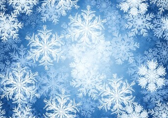 Elegant wintery snowflake background texture in gradient blue tones