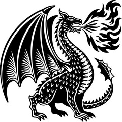 Fierce Fire-Breathing Dragon in Flight