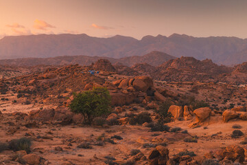 Anti-Atlas Mountains in Morocco – dramatic rocky landscape and desert scenery in North Africa © PawelUchorczak