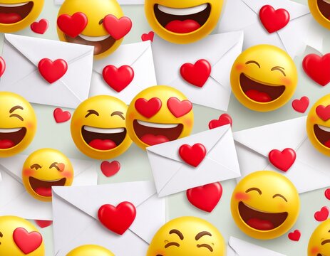 Emoji hearts and envelopes