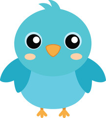 Cute cartoon baby bird illustration with funny face