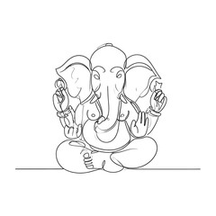 Continuous line drawing of Hindu deity