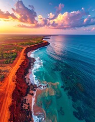 Dramatic coastal sunset
