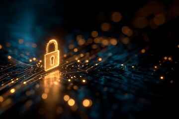 Cybersecurity design with bold colors. Copy space