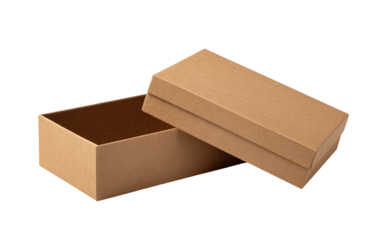 Empty light brown cardboard box open