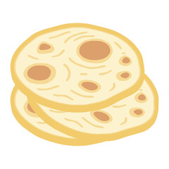 Lavash Armenian flatbread flat color vector illustration template design