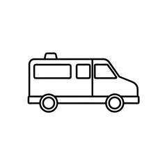 Outline drawing of a van on transparent background