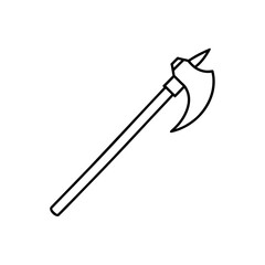 Halberd weapon line art on transparent background