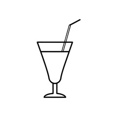 Outline of drink with straw on transparent background