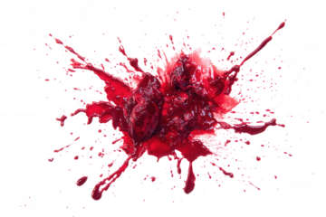 Crimson liquid explosion dark background isolated on a transparent background blood splash
