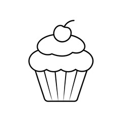 Cupcake with cherry top on transparent background