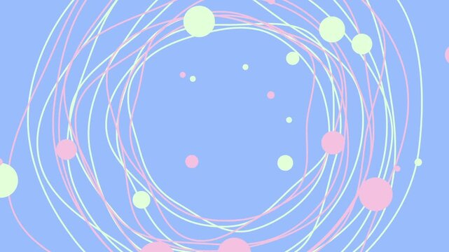 A gentle and whimsical abstract animation featuring pastel swirls and dotted line patterns in a minimalist style