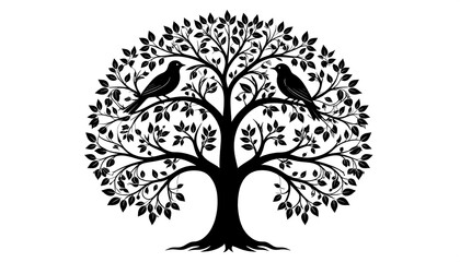 Symmetrical tree with birds