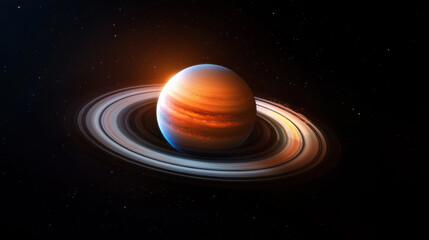 Colorful planet with glowing rings, vibrant gas clouds, and cosmic background, evoking sense of wonder and mystery in deep space, high fidelity digital art