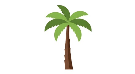 A simple illustration of a palm tree with green leaves and a brown trunk.