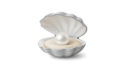 A single perfect pearl rests inside an open oyster shell.