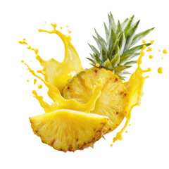 Pineapple slices and juice splash
