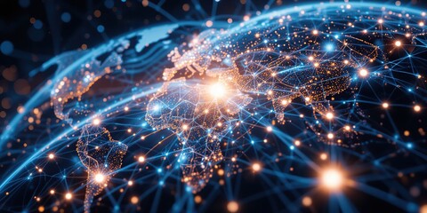 Global Network Connectivity: A Visual Representation of Worldwide Digital Interconnection and Data Flow