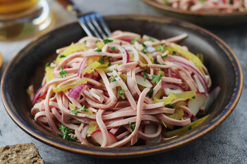 Traditional German dish - Wurst salad	
