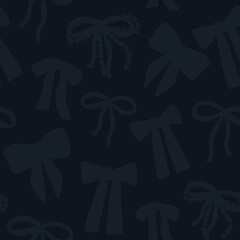 Multiple decorative bows create an elegant and stylish pattern on a dark background for festive occasions and celebrations
