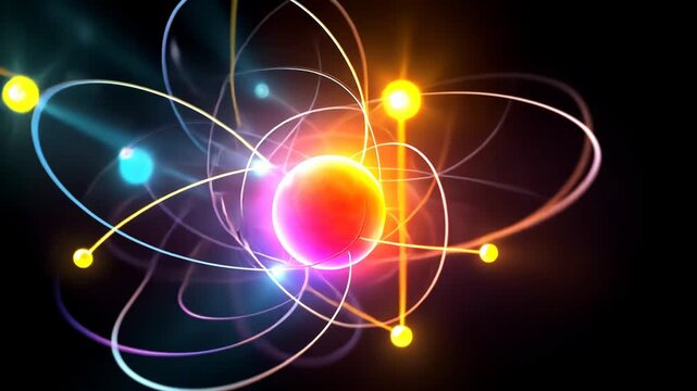 The structure of an atom with electron orbits and electrons orbiting the nucleus
