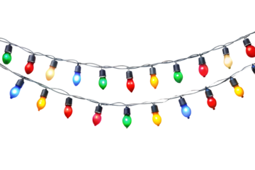 String of Colorful Christmas Lights string lights holiday isolated on a transparent background