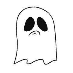 Sad Cartoon Ghost Illustration. Part of Ghosts Set. Set of Ghosts. Halloween themed set.