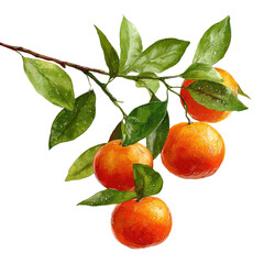 Close-up of a branch with tangerines