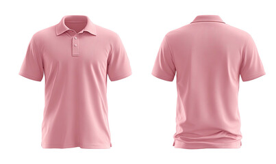 Pink polo shirt mockup, front and back views