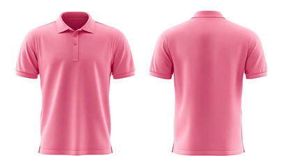 Front and back view of a vibrant pink polo shirt